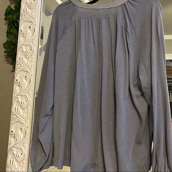 Blue/ Burgundy Free People Long sleeve blouse tops - Picture 4 of 8